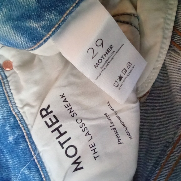 NWT Mother Denim The Lasso Sneak Jeans Pressed Leaves 29 Blue Painted Denim Jean - Picture 15 of 16